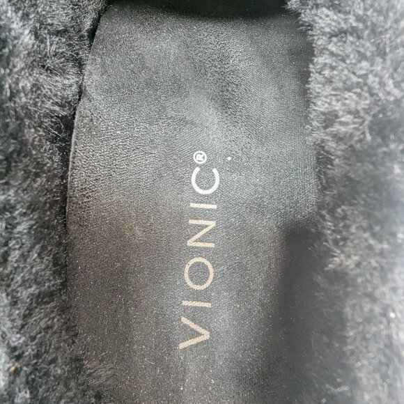 Vionic Women's Kailen‎ Faux Fur Black Tan Sherpa Mules Slip-On Size 6.5 - Picture 7 of 11